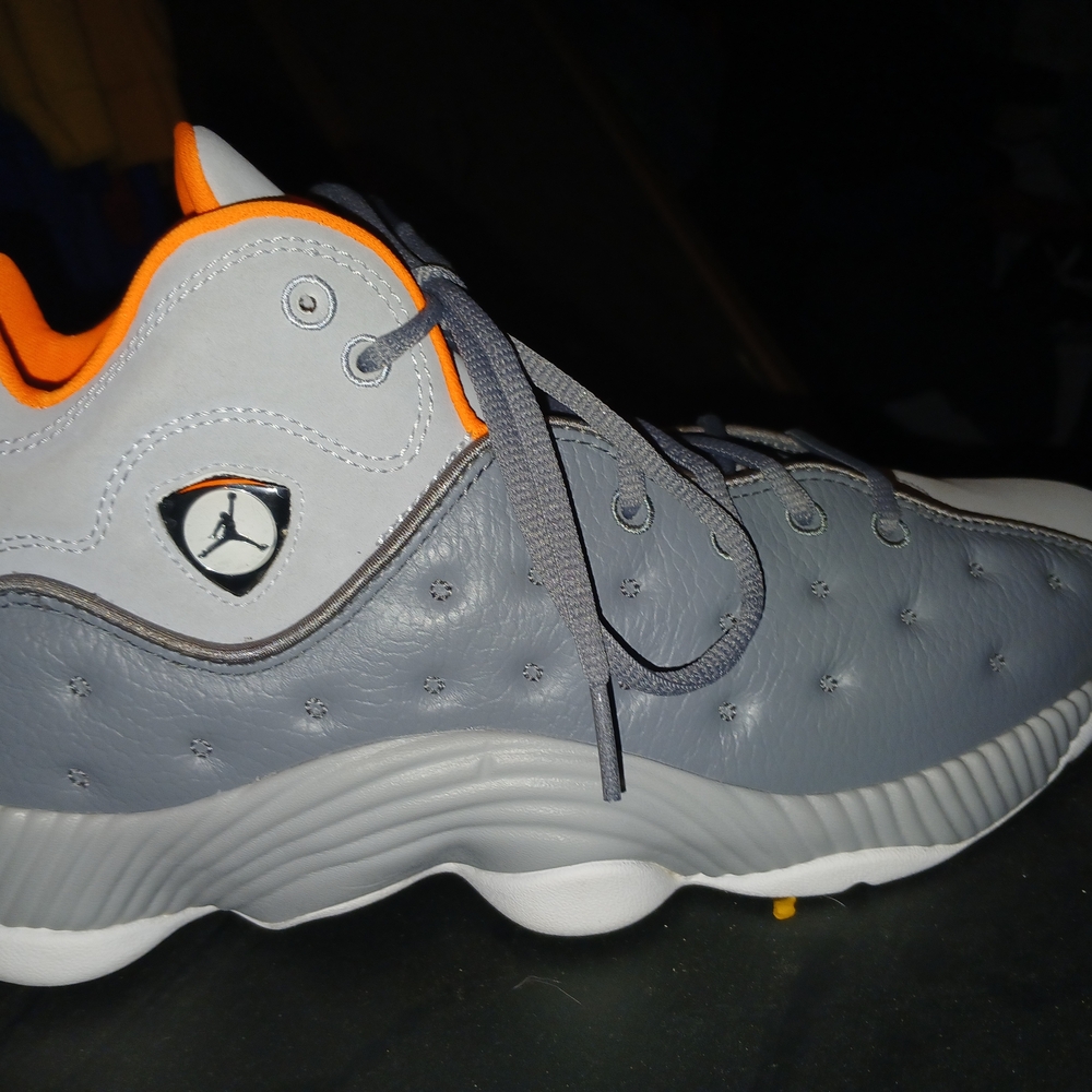 Mens Gray and Orange Basketball Shoes
